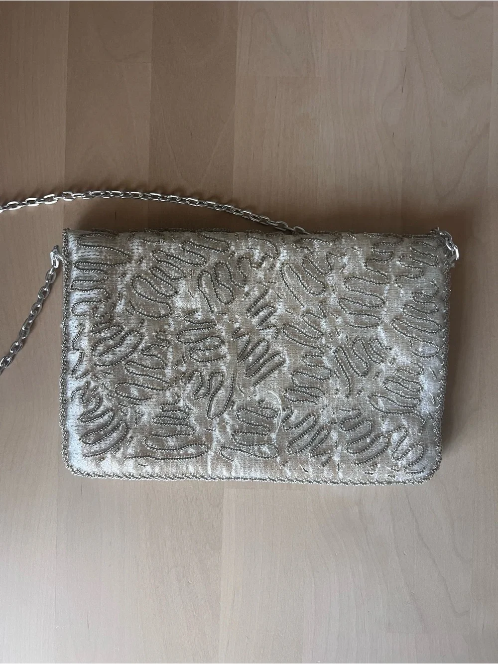Vintage Cream Beaded Chain Shoulder Bag